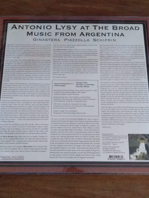 ANTONIO LYSY - at the Broad/Ginastera/Piazzolla/Schifrin - Music From Argentina - Image 4