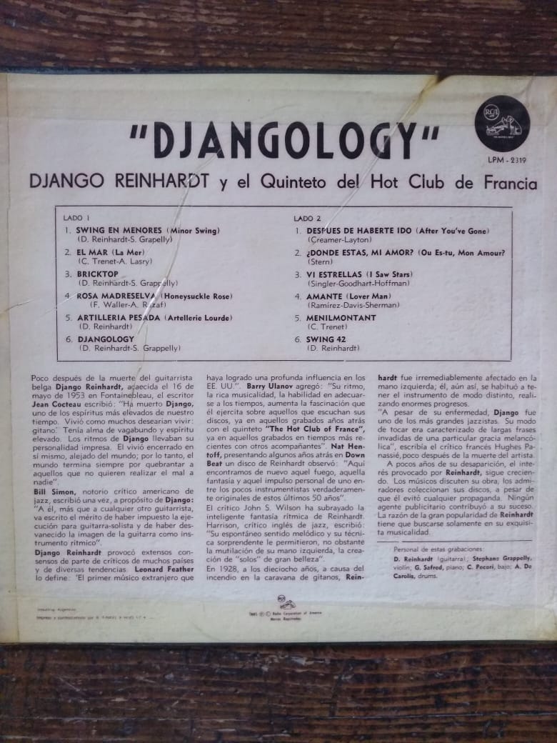 DJANGO REINHARDT Y EL QUINTETO DEL HOT CLUB FRANCIA - Djangology - Discos de  Vinilo