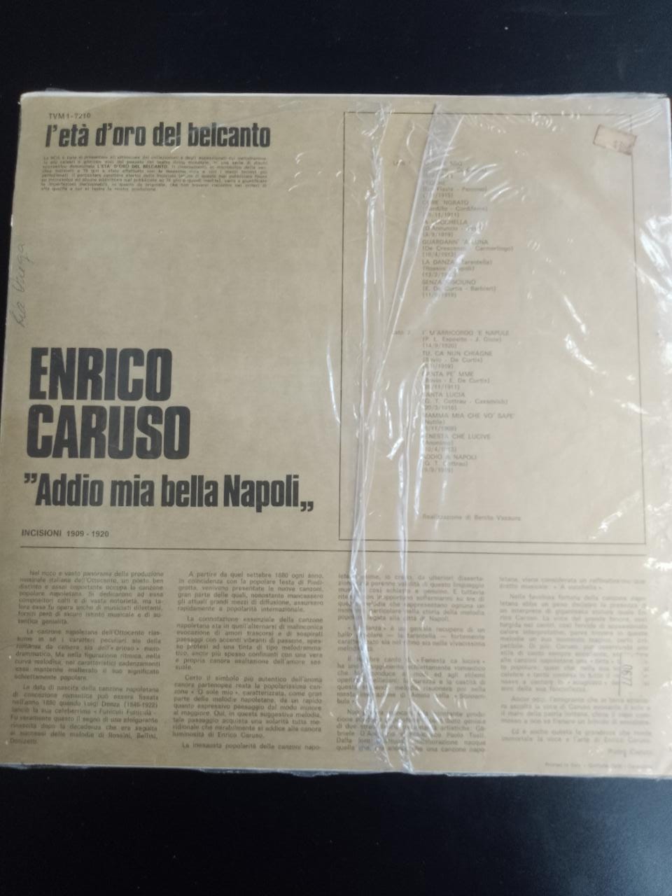 ENRICO CARUSO Addio Mia Bella Napoli