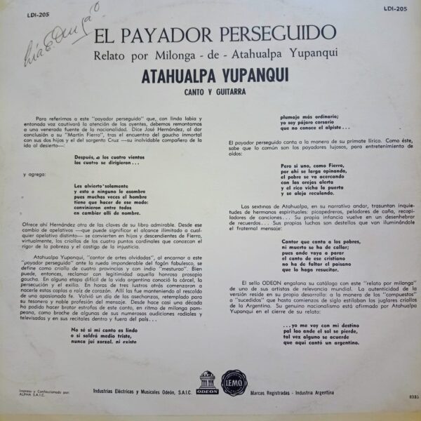 ATAHUALPA YUPANQUI - El Payador Perseguido - Image 2